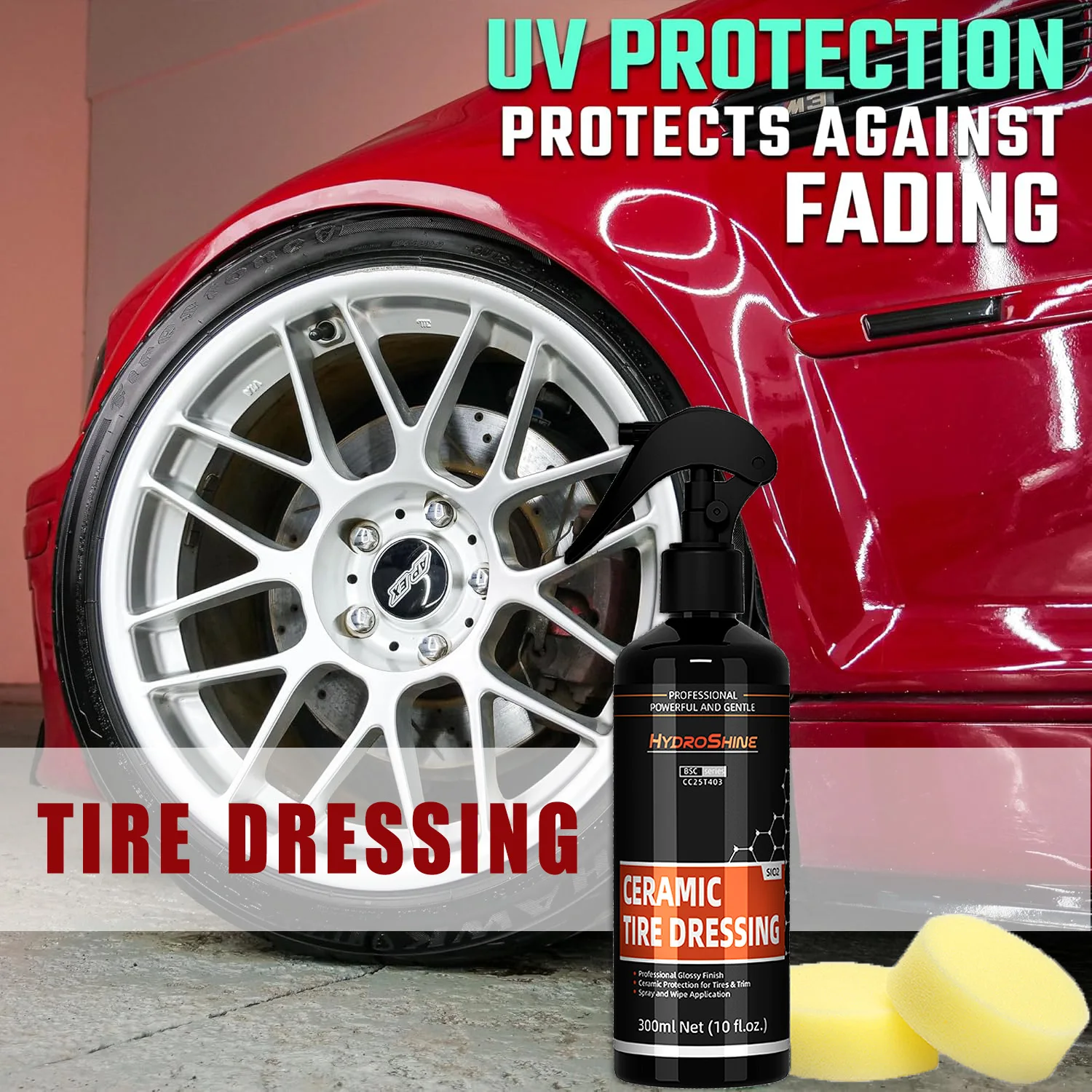 

Hydroshine Car Ceramic Tire Dressing Black Wet Look Tire Shine for Deep Glossy Finish for Protection Long-Lasting Shine Spray