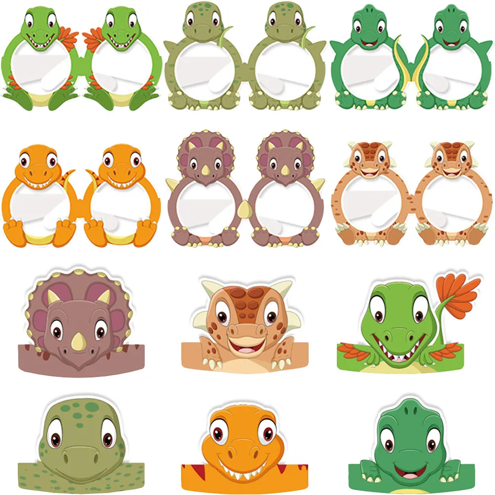

Dinosaur Birthday Hats Paper Props Party Supplies Funny Decorations Carnival Accessories Fun Glasses