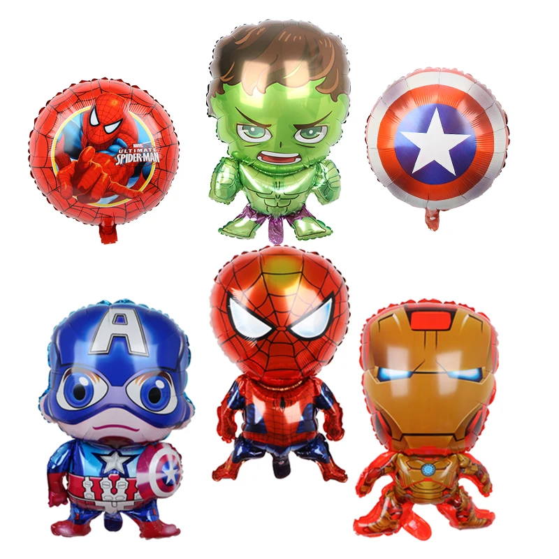 1set 3D Standing Superhero Foil Balloon Set With Hulk Spiderman Iron Man Batman Boy Birthday Party Favors Children Toys Gifts