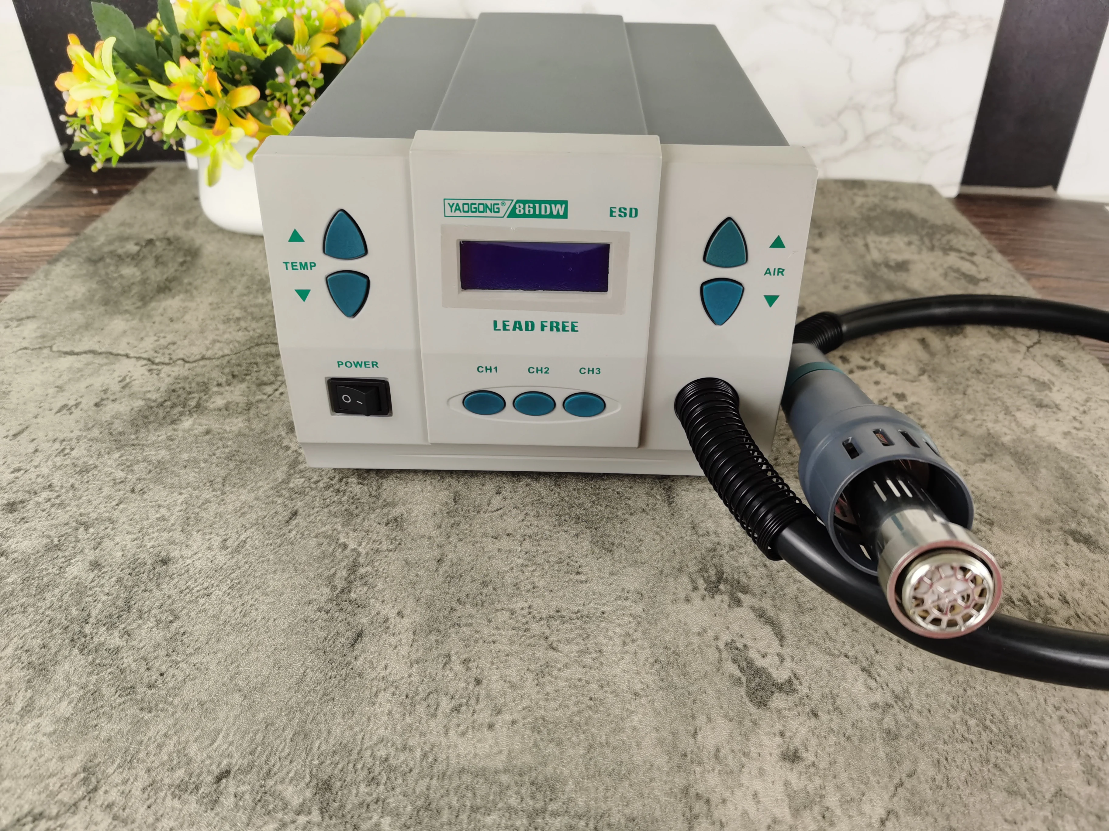 

Original Lead-free 861DW Heat Hot Station 110V/220V Hot 1000W Station YAOGONG Soldering Hairdryer Air Rework Welding Air