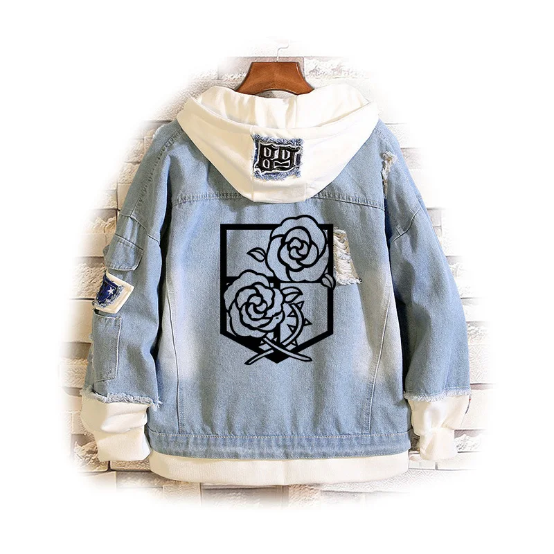 2026 Anime Attack on Titan Jeans Jacket Scout Regiment Cosplay Denim Jacket Autumn Eren Jager Hooded Sweatshirt Outwear Coat