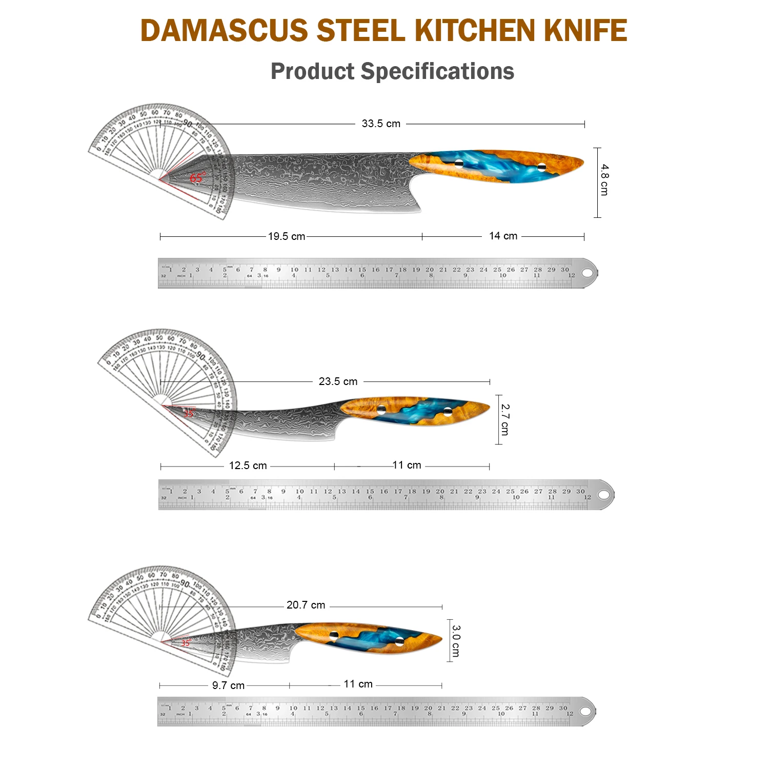 XITUO Japanese Chef Knife Set 1-3 Pcs,67-Layer Damascus VG10 Steel Core,Sharp Kitchen Knife,Full Tang Forged Blade,Unique handle