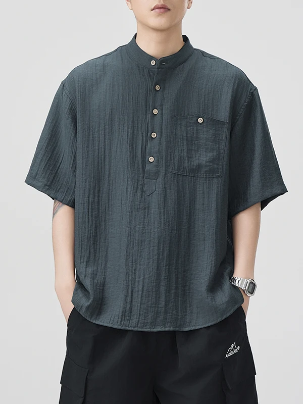 

High-End Retro Chinese Sle Linen ort Sve irt Men's Summer Thin Casual irt Upper Body Men's Loose Fit Decorative 3D...