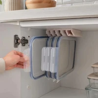 Kitchen Food Container Lid Holder Organizer Rack Cabinet Door Hanging Storage Shelf Multi-Slot Space Saving Plastic Hanger 5