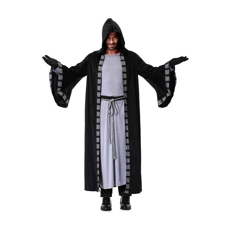

loween Costume Wizard Death God Hooded Coat Cowl Ne Robe Sanitation Worker Jedi Knight Long Robe Women's Ethnic Wear