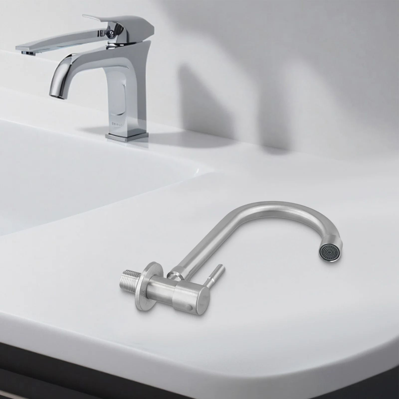 Efficient Cleaning Kitchen Sink Tap 304 Steel Faucet Drip-Free Valve Core Easy Installation Integrated Fixed Base