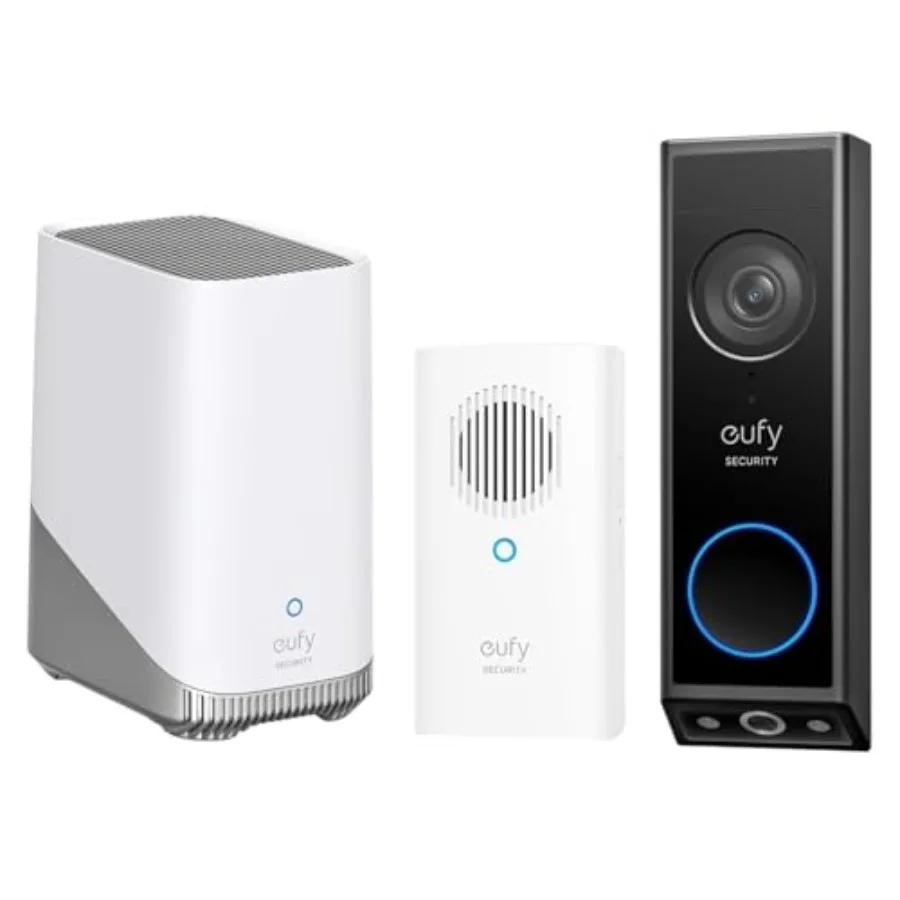 

Video Doorbell E340 Battery Powered HomeBase S380 Bundle: 2K Full HD Dual Cameras, Head-to-Toe View, Compatible with HomeBase S