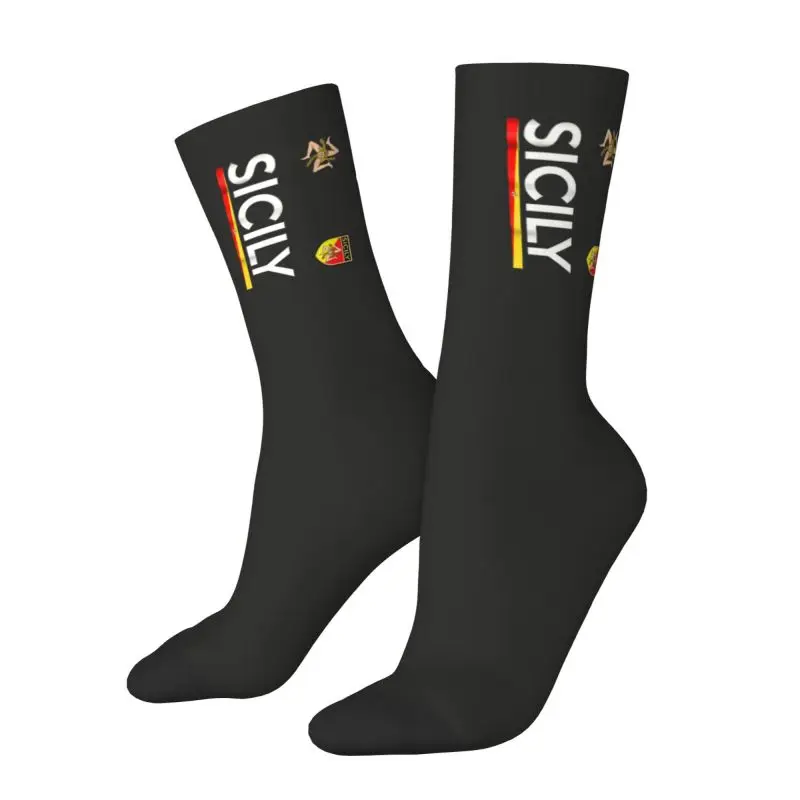 Custom Sicilia Soccer Sicily Italy Football Jersey Men Women Crew Socks Unisex Italian Spring Summer Autumn Winter Dress Socks