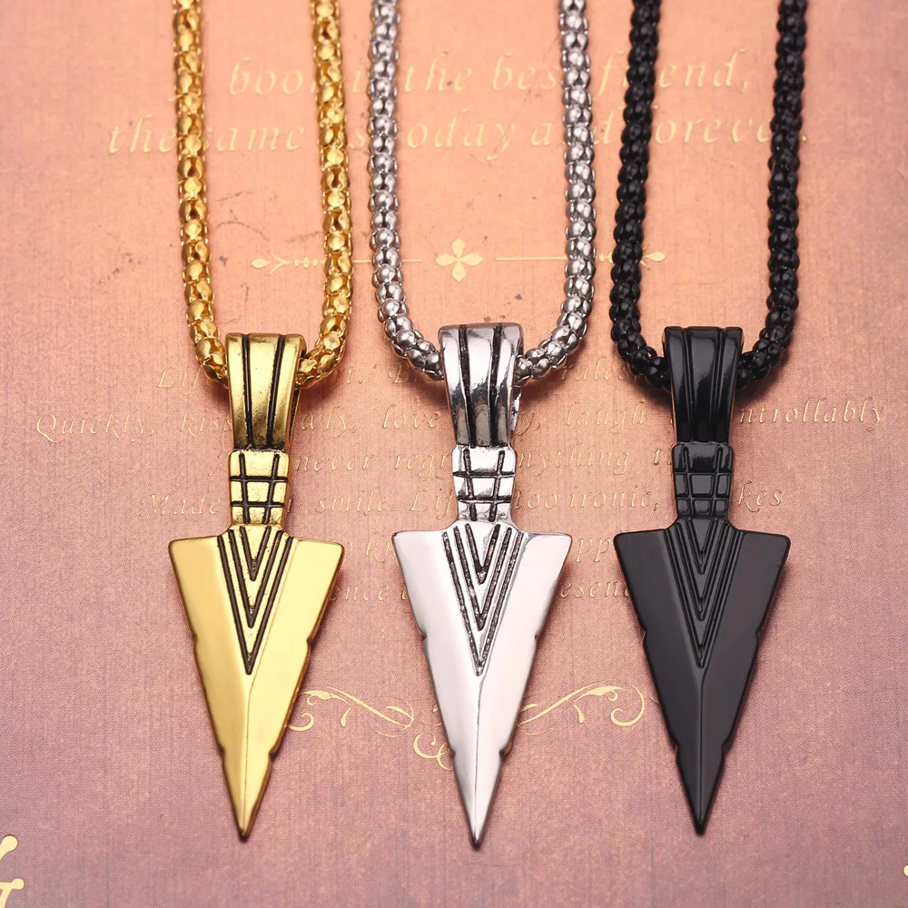 

Alloy Triangle Spear Head Men's Necklace Antique Arrow Necklace Pendant Accessories