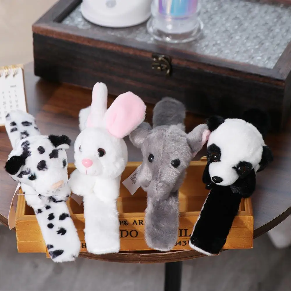 Gift Toy Jungle Animal Stuffed Animal Wristband Panda Tiger Rabbit Bunny Cartoon Slap Bracelet Plush Toy Clap Circle Kids Toy