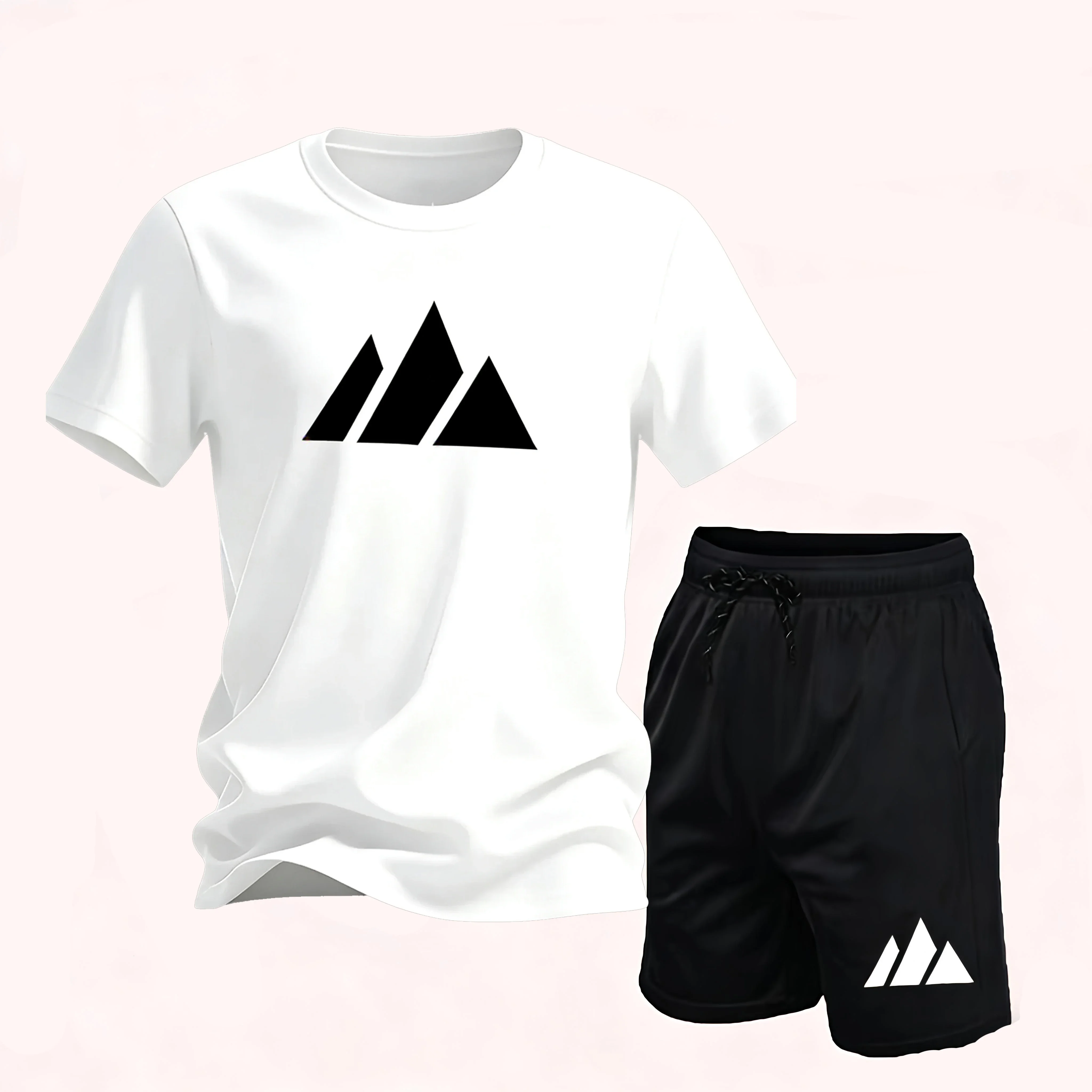 Summer Fashion Trendy Casual Sports Two Piece Set Youth Men's Short Sleeve T-shirt Shorts Set Breathable Quick Dry Active Wear