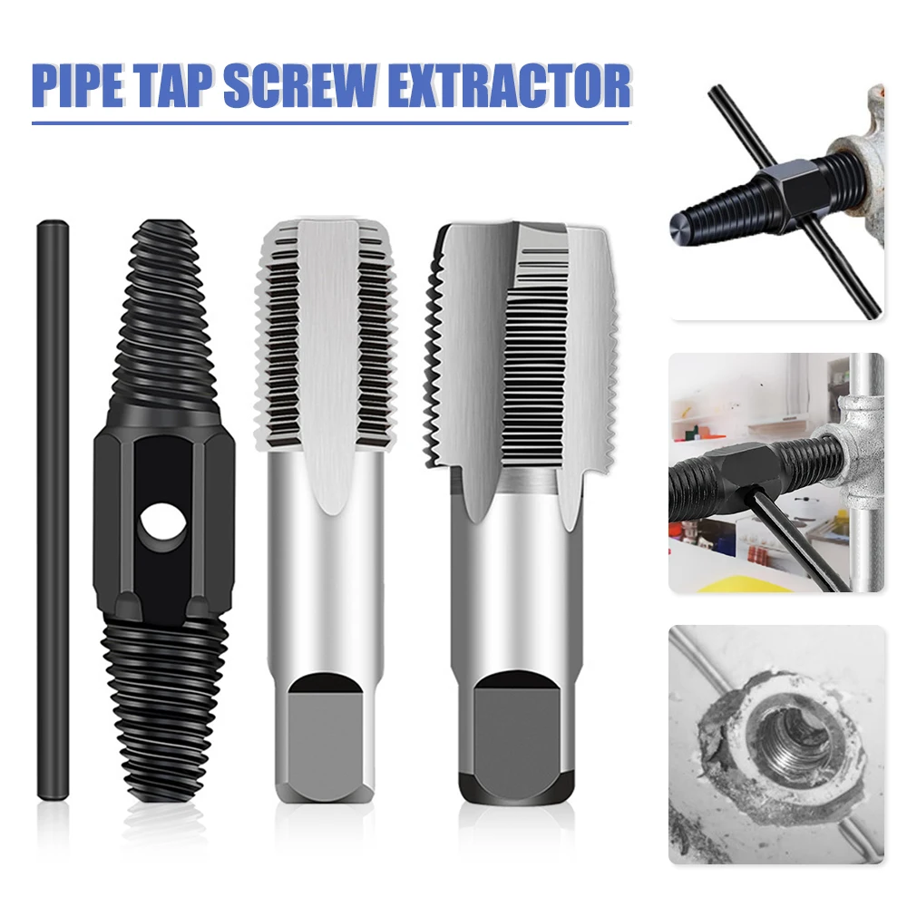 Double Head Screw Extractor Drill Bits Set Damaged Water Pipe Broken Bolt Screws Remover Tools Faucet Valve Thread Repair Taps