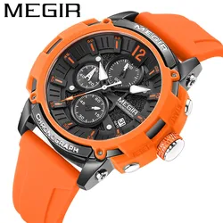 Fashion Megir Top Brand Watch Men Chronograph Military Sport Male Clock Luxury Classic Rubber Band Business Man Wristwatch