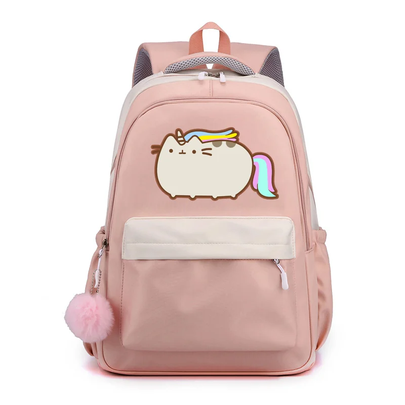 Cute Cartoon Cat Pattern Backpack Girls Boys Cartoon Cat Harajuku Schoolbag Large Capacity Zipper Backpack Laptop Bag Backpacks