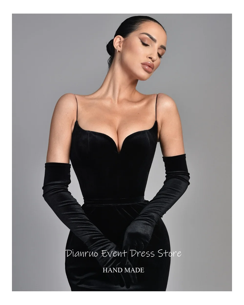 Dianruo فستان سهرة أنيق حورية البحر مخملي مذهل 2025 فيستدوس دي فييستا أشرطة سباغيتي Abiti Da Cerimonia مخصص