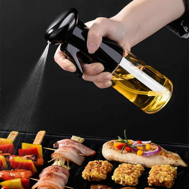 Olive Oil Spray Bottle for Cooking, Kitchen Accessories, Barbecue Vinegar Seasoning Container, Baking BBQ Tools, 210ml