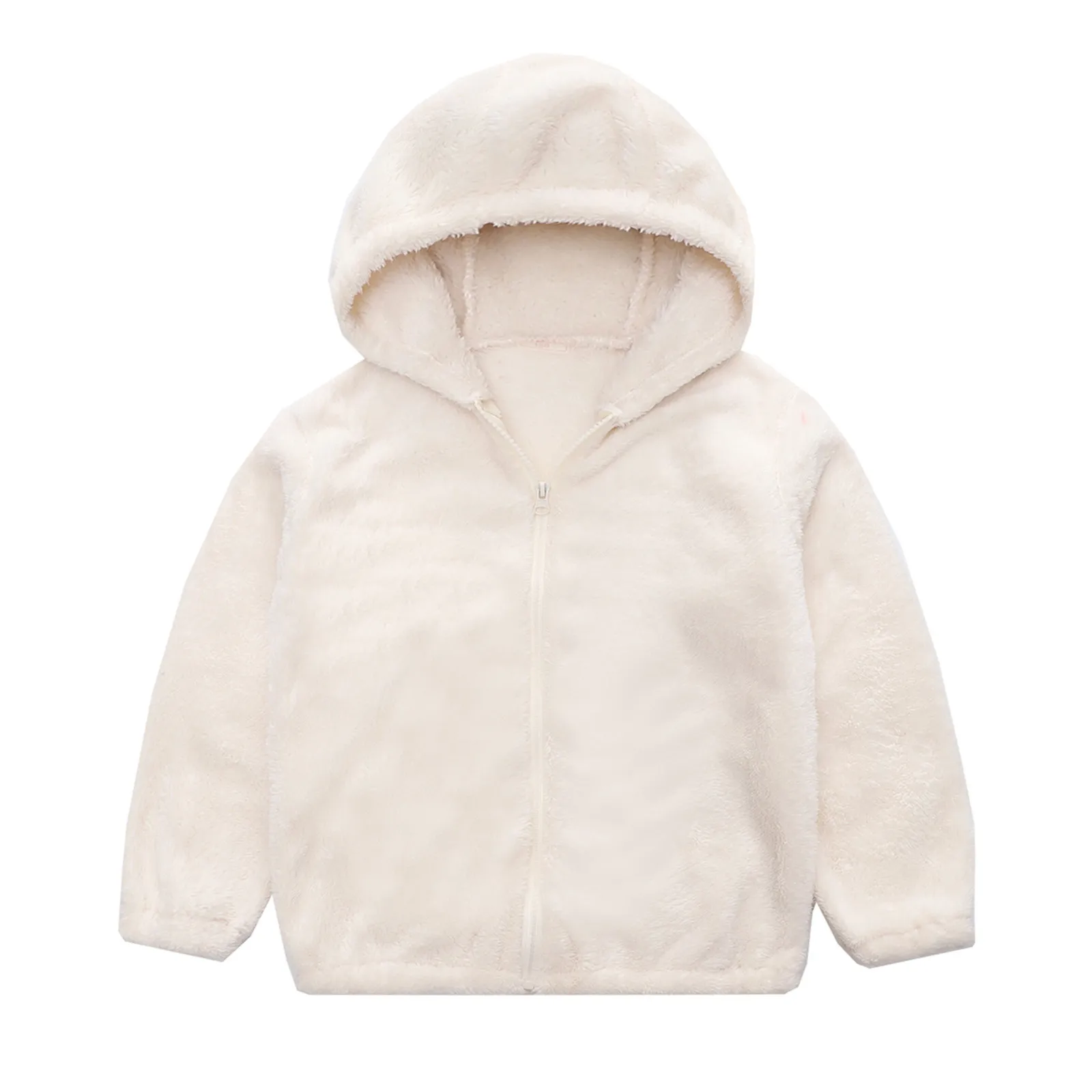 Puff Jackets For Girls Kids Baby Girls Boys Solid Zipper Fleece Thick Warm Hooded Outdoor Warm Outwear Coat Teen Girl Wool Coat