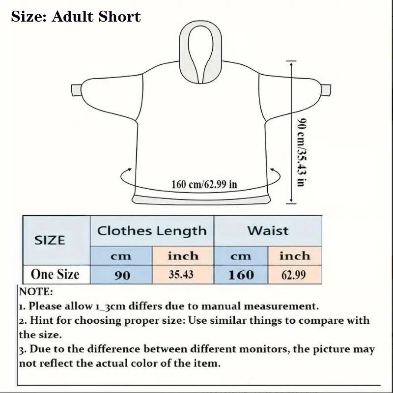 Winter Plush Hoodies Sweatshirt Women Men Pullover Long Sleeve Apple Pocket Tops Fleece Giant TV Oversized Blanket with Sleeves