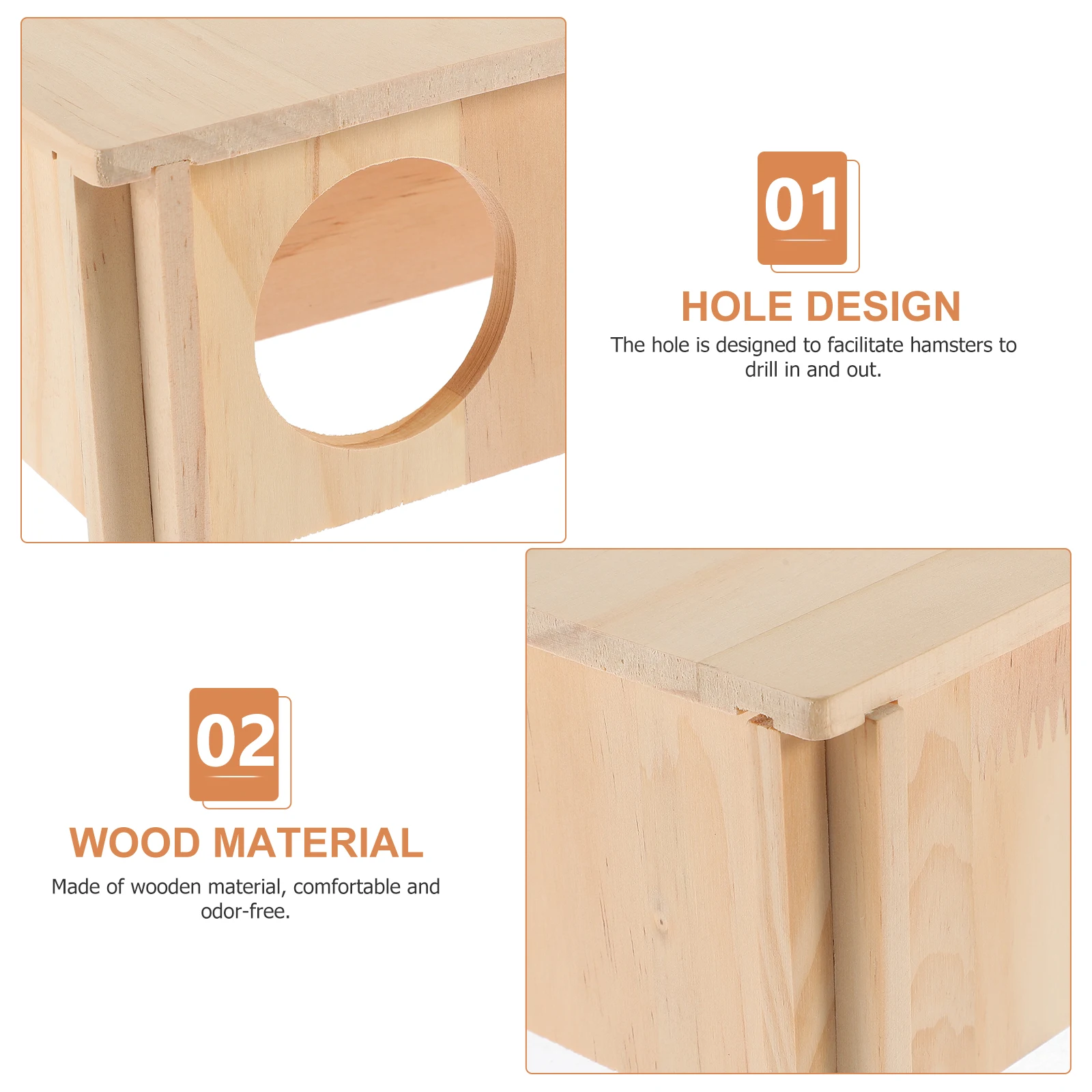 

20x20x10cm Hamster House Wood Material Pet Nest Rest Habitat Wood Hamster Hideout Guinea Pig House Small Animal Bed