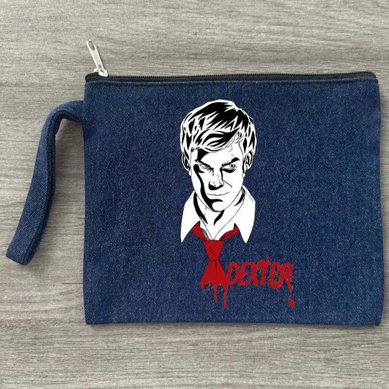 

Dexter Morgan Cosmetic Bag Women Makeup Bag Kawaii Toiletry Canvas Travel Organizer Denim Zipper Pouch Handbag Purse Bags