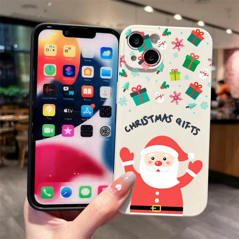 Nový rok dárky santa claus vánoce pouzdro pro iPhone 15 měkké pouzdro pro iPhone 16 15 14 13 12 11 pro maxi 7 8plus X XS XR SE2 obal