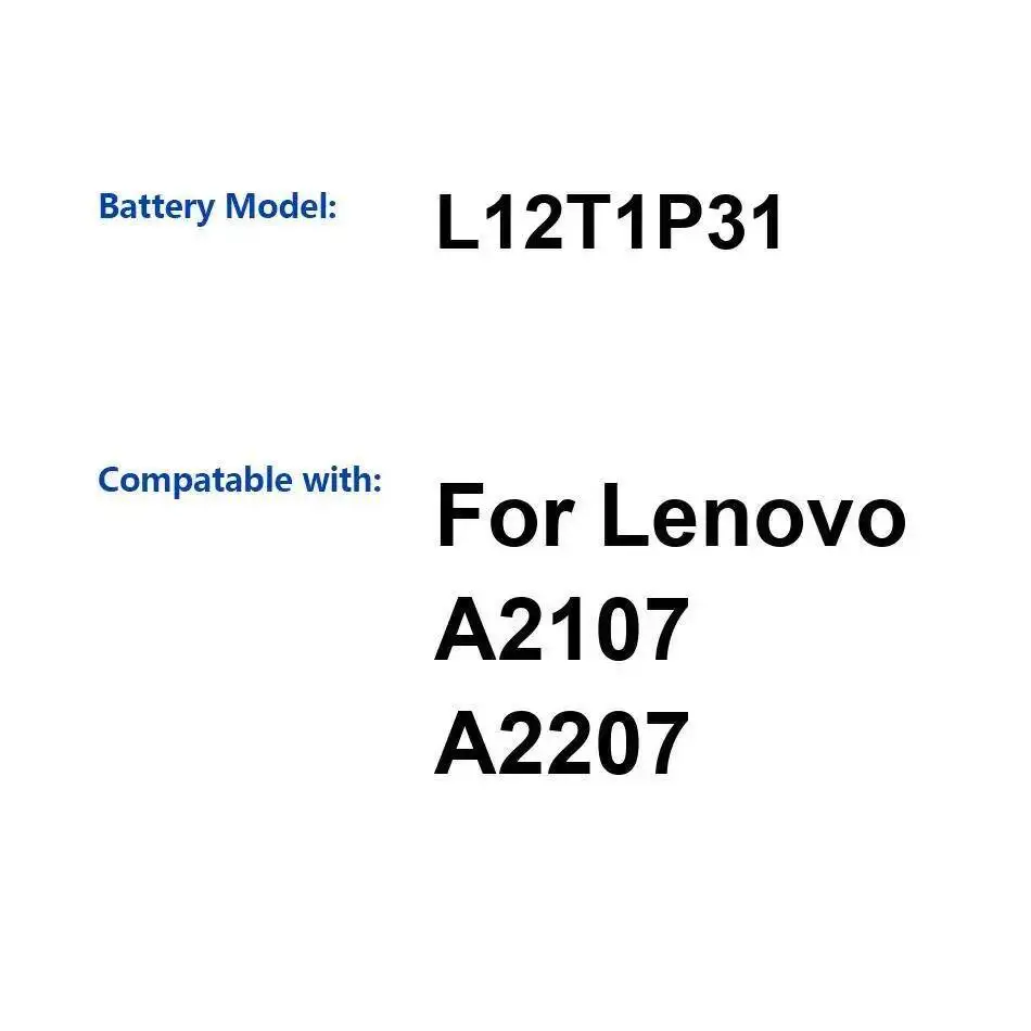 

Аккумулятор для планшета 3700 мАч высокой емкости L12T1P31 прочный для Lenovo A2107 A2207