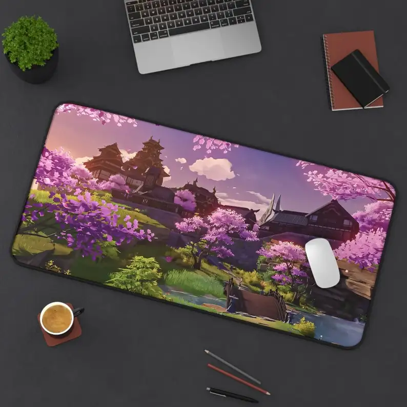 

Живописный настольный коврик в стиле аниме, нескользящий и водонепроницаемый игровой коврик для мыши, минималистичный коврик для украшения офиса, идеальный подарок для друзей.