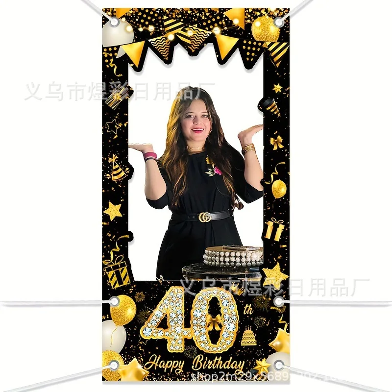 Glitzerndes Schwarzgold, 40. Geburtstag, Party, Fotokabinen-Requisiten, Fotorahmen, Männer und Frauen, 40. Geburtstag, Party, Foto-Requisiten, Dekorationszubehör – Detail 4