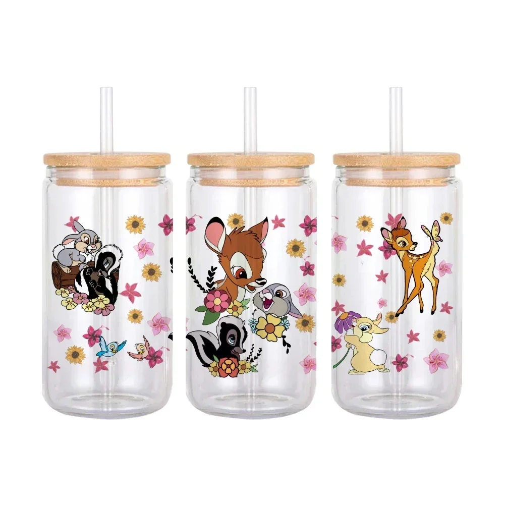 11x24cm Cartoon Bambi Disney UV DTF Sticker For 16oz Glass Cup Wrap Stickers