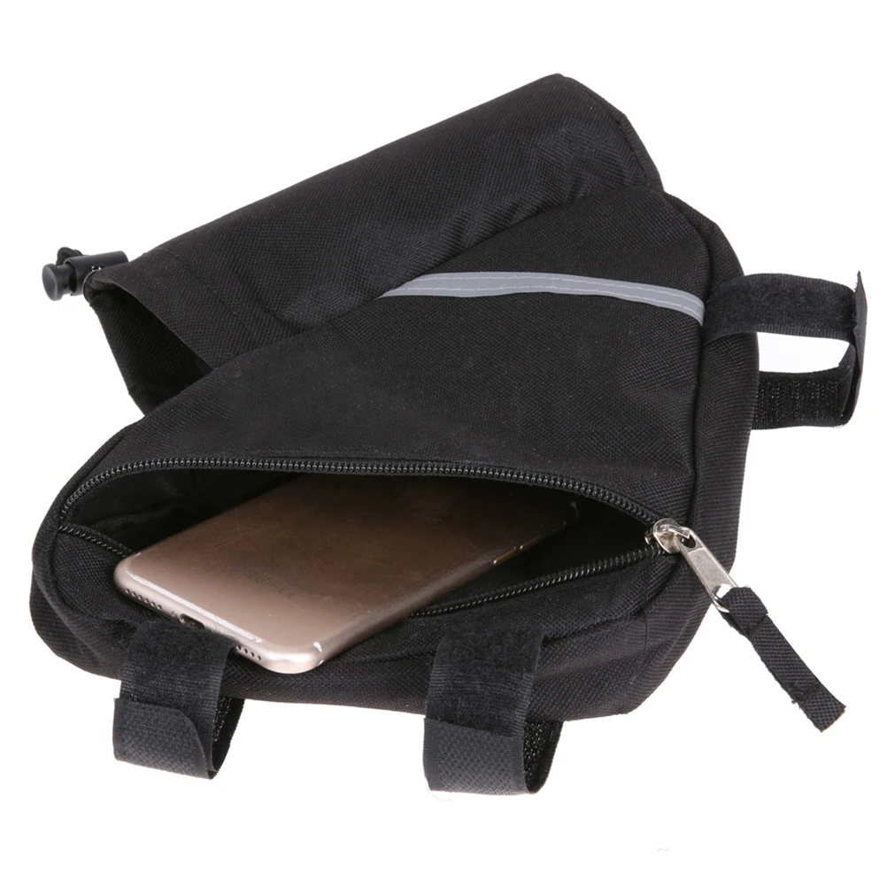 

Adjustable Saddle Frame Pouch Bike Storage Bag Cycling Bag For Mountain Road Commuter Bikes Fits Phone Keys Tools Black
