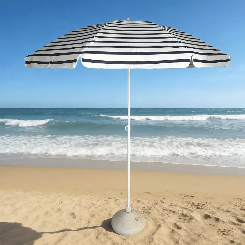Portable UPF50 Plus Beach Umbrella with Aluminum Pole and Wood Base Square Classic Design 3.25ft for Outdoor Park Garden