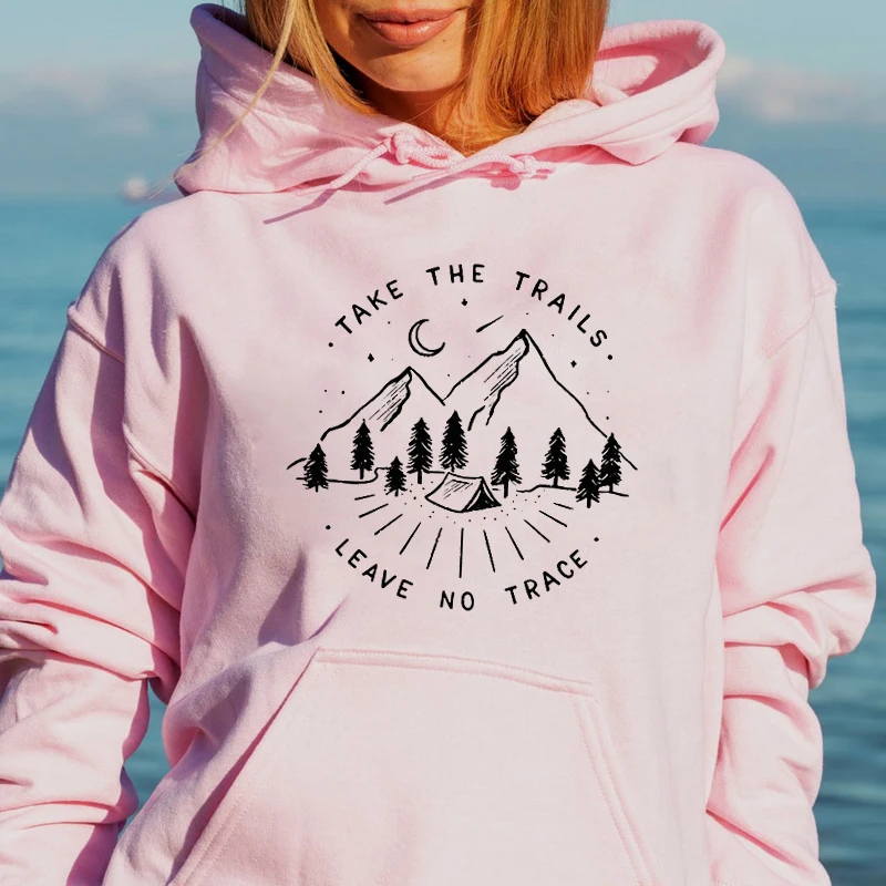 

Take The Trails Leave No Trace Hoody Vintage women long sleeve jumper nature lover pullovers