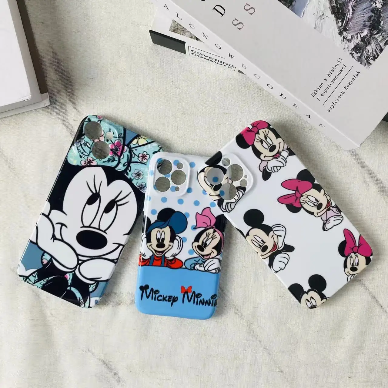 Cute Cartoon Mickey MouseCase For IPhone 15 14 13 12 11 Pro Max  Plus Lens Protection Glossy HD Hard PC Cover