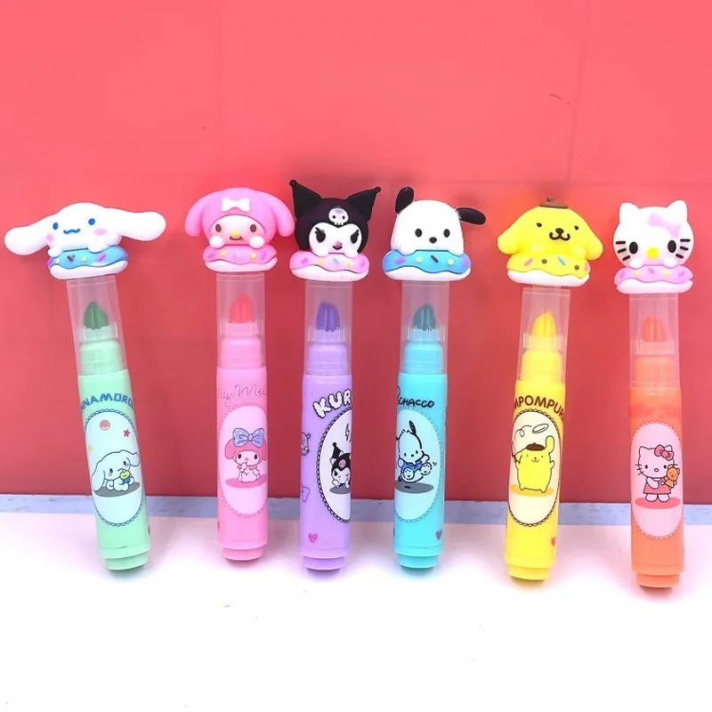 2025 New Limited Edition Sanrio Fluorescent Pen Eye Protection Color Marking Pen Student Marking Pen Learning Supplies