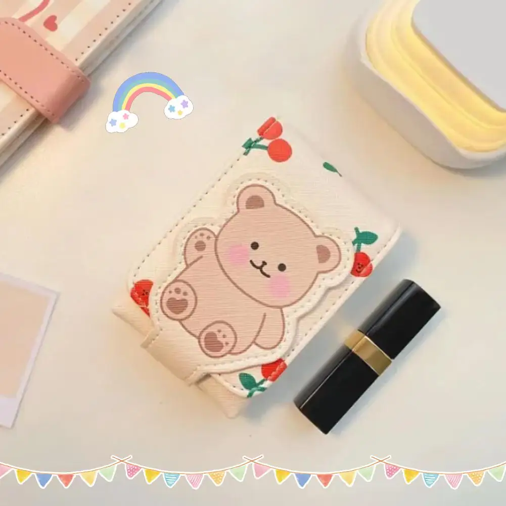 Draagbare Reizen Meisje Vrouwen Make-Up Tas Kleine Teddy Tas Tas Cosmetische Mini Beschermende Beer Lippenstift Met Tassen Spiegelhoes St A2o0