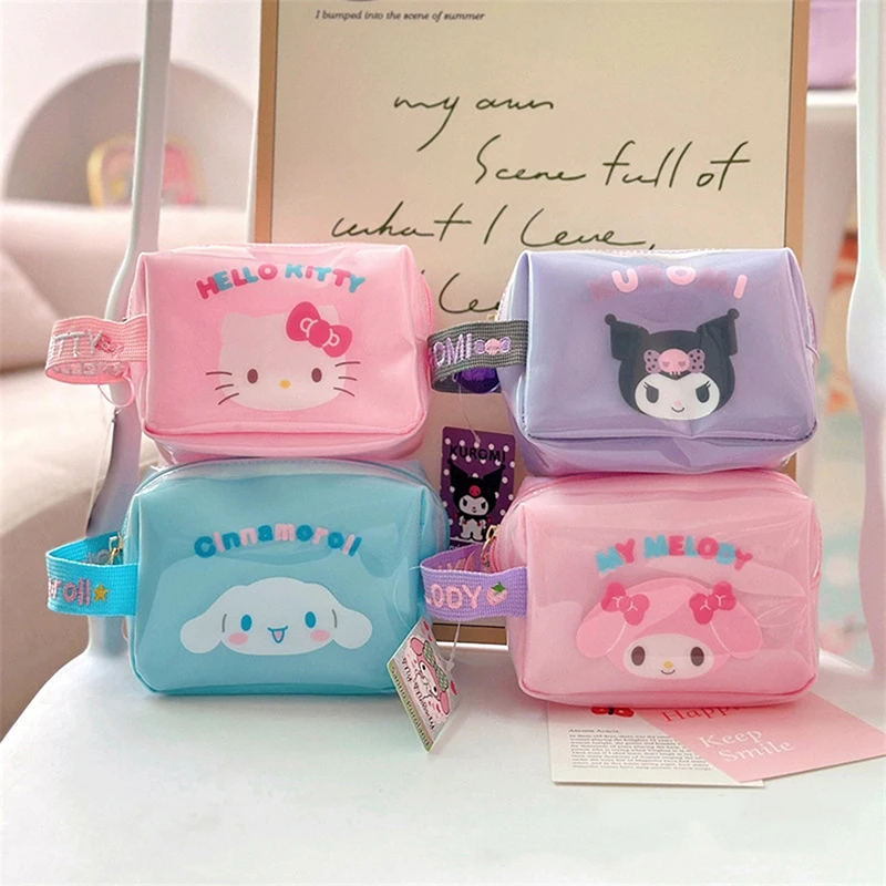 Sanrio hello kitty bolsa de maquiagem kuromi melodia cinnamoroll bolsa de cosméticos bolsa de viagem bolsa de lavagem portátil bolsa de caneta bolsa de moedas