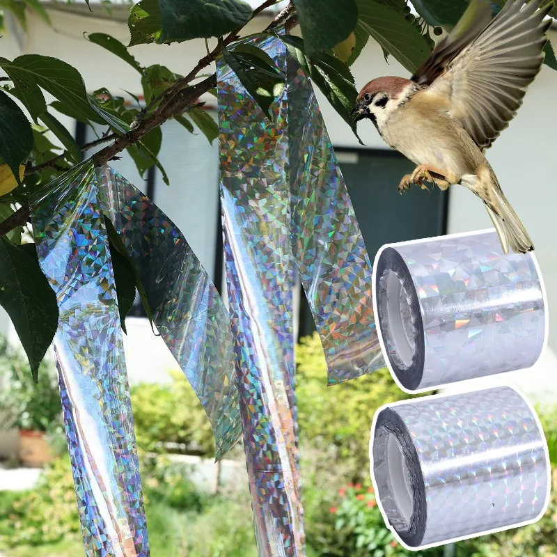 300/50M Bird Repellent Tape High Quality Reflective Fade Resistant Doubled Laser Pattern Waterproof Field Ponds Repellent Ribbon