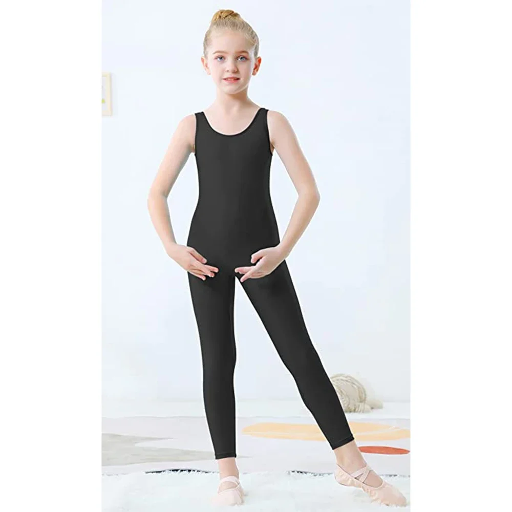 SPEERISE Girls One Piece Black Tank Unitards body per balletto senza maniche tuta attillata costumi da ballo Unitards body