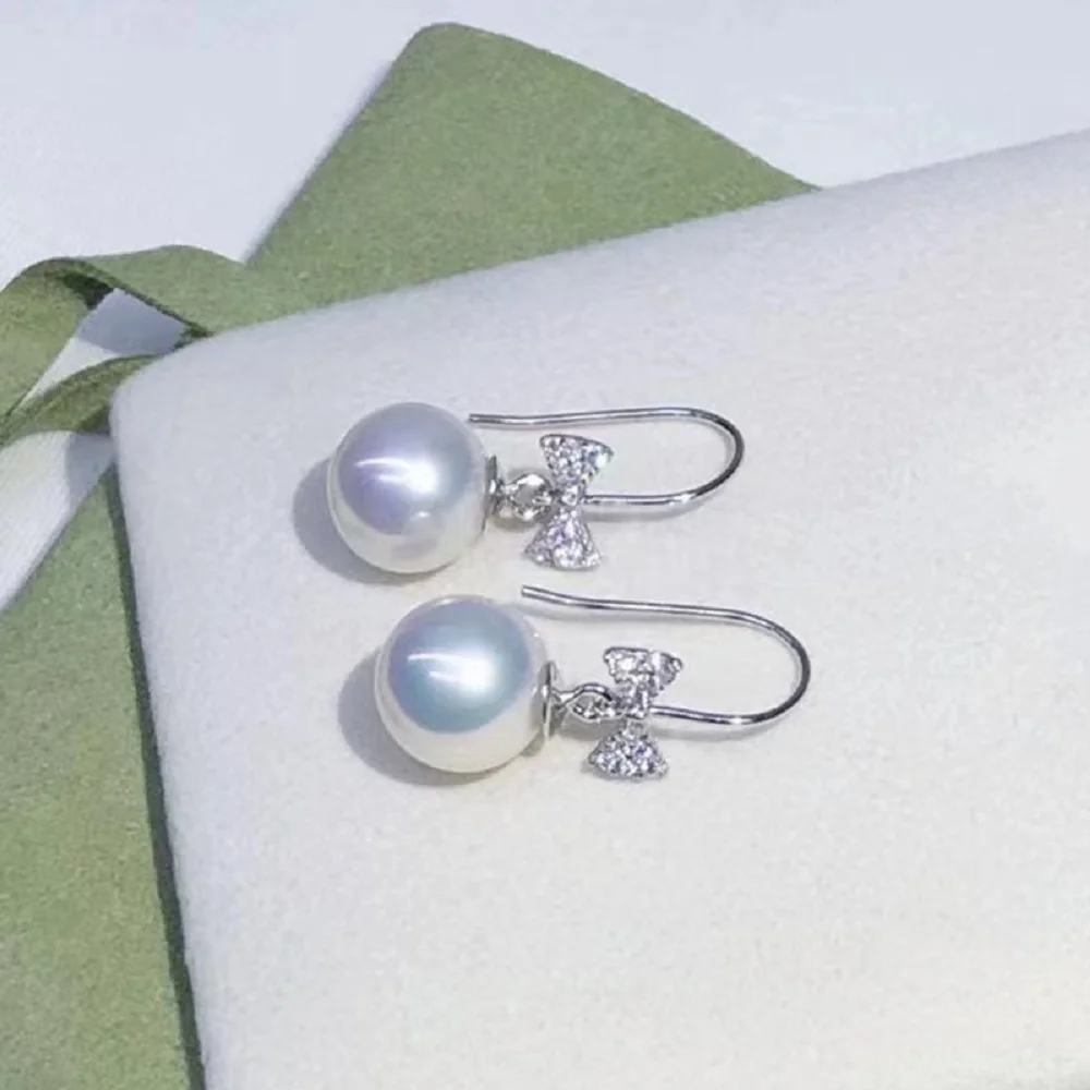 

Sweet Girl Earrings AAAA9-10mm 10-11mm Natural Japanese Round Pearl Earrings 925s