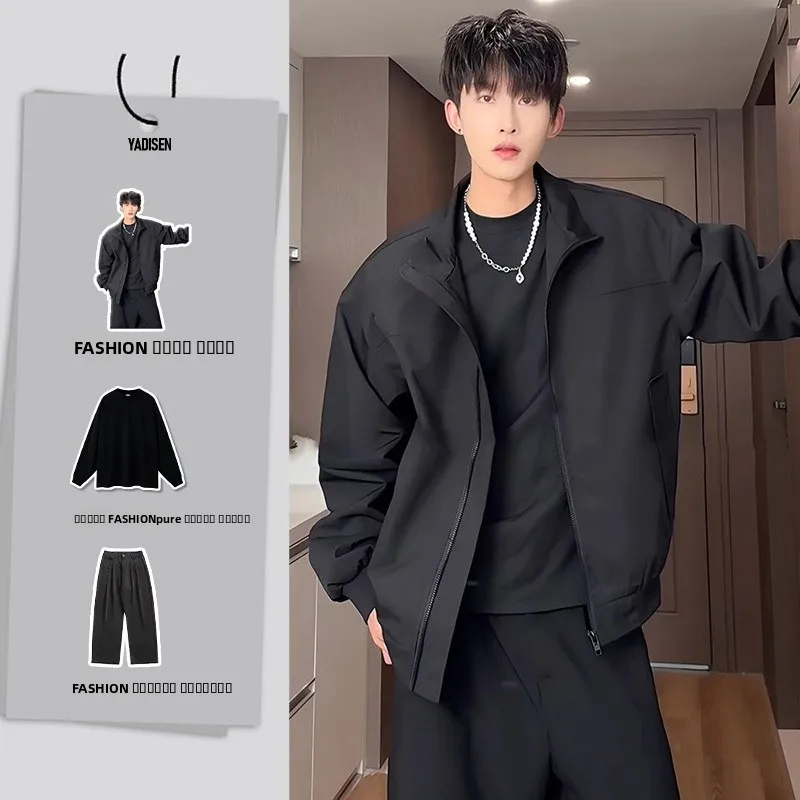 

Men's Flight Jaet Outerwear American Workwear Sle Spring Collection Tee-Proof Stand Collar Baseball Suit Set