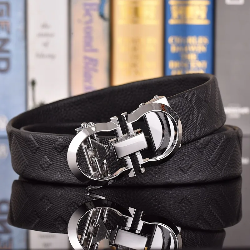 Высококачественный роскошный мужской пояс с двойной буквой D и автоматической пряжкой, мужской простой повседневный пояс с рисунком личи, подарок отцу