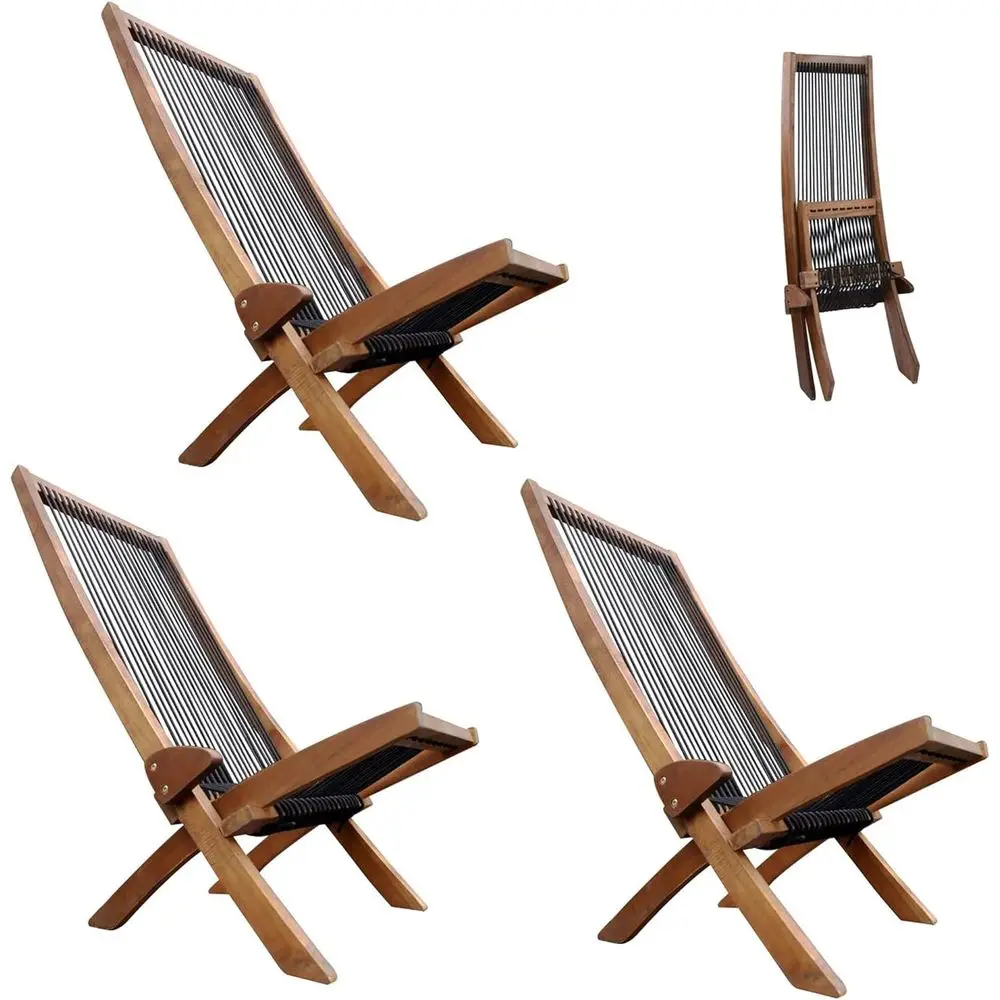 

Комплект из 3-х шезлонгов для патио из акации, низкопрофильные уличные и домашние кресла для балкона, пляжа, двора, зоны у костра