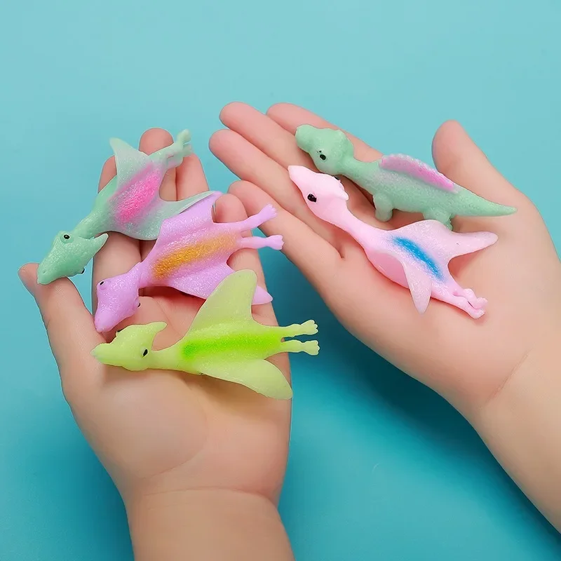 10pcs Cartoon Catapult Dinosaur Funny Children Toys Finger Boomerang Launching Cute Small Dinosaurs Parent Child Interactive Toy