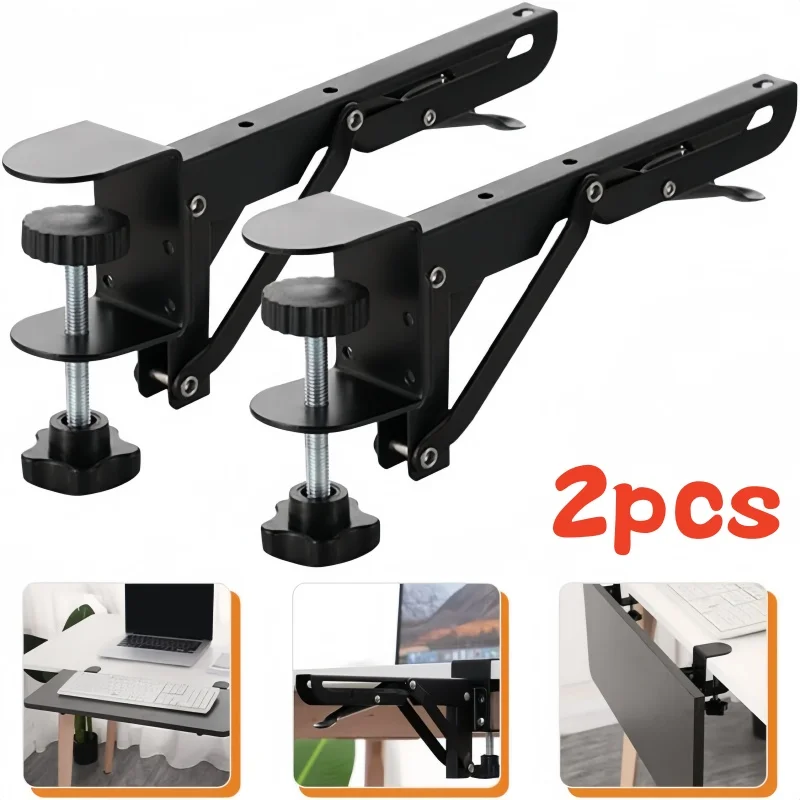 

2Pcs/Set L-shaped Foldable Desktop Bracket Heavy-duty Punch-free Space-saving Desktop Extension Plate Rack Hardware Accessories