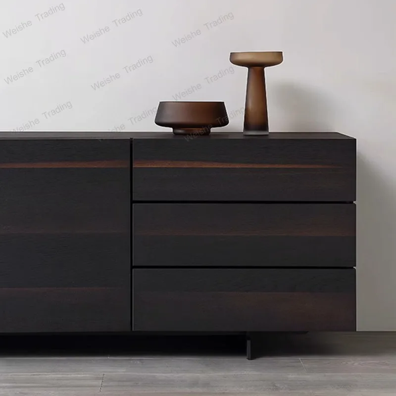 Smoked wood modern simple minimalist storage cabinet Nordic simple side cabinet