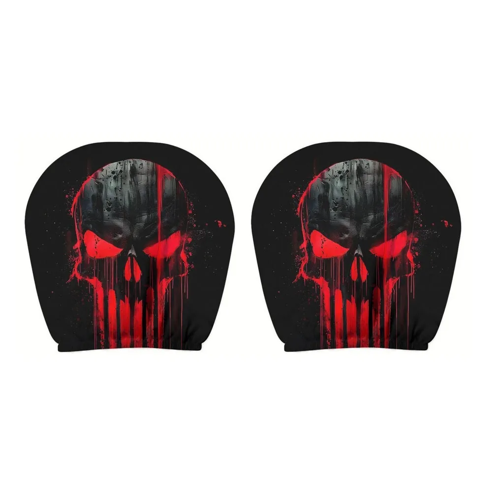 2 Pcs 2D Stretch Car Headrest Covers Halloween Accessories Ghost Neck Pillowcase Elastic Funny Car Seat Headcover All Seasons