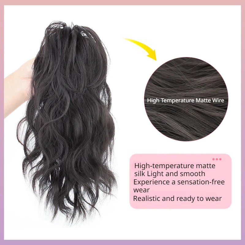 Fashion High Long Wavy Fountain Ponytail Extensions  Synthetic Clip in Pony Tails Hairpieces for Woman Daily Use Wear Easy