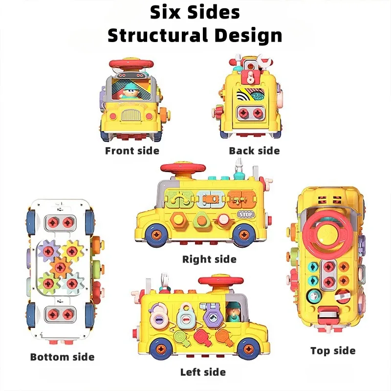 Druk bezig voor peuterreizen Peuterbus Kubus Fijne motoriek Leeractiviteit Kubus Speelgoed voor thuisschoolkinderdagverblijf