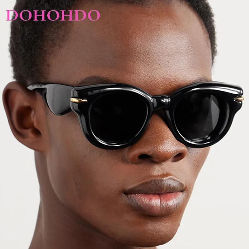 

DOHOHDO 2025 Rivets Sports Punk Sunglasses Outdoor Sun Glasses Cute Oval Shades Chunky Round Frame Inflated Sunglasses For Women