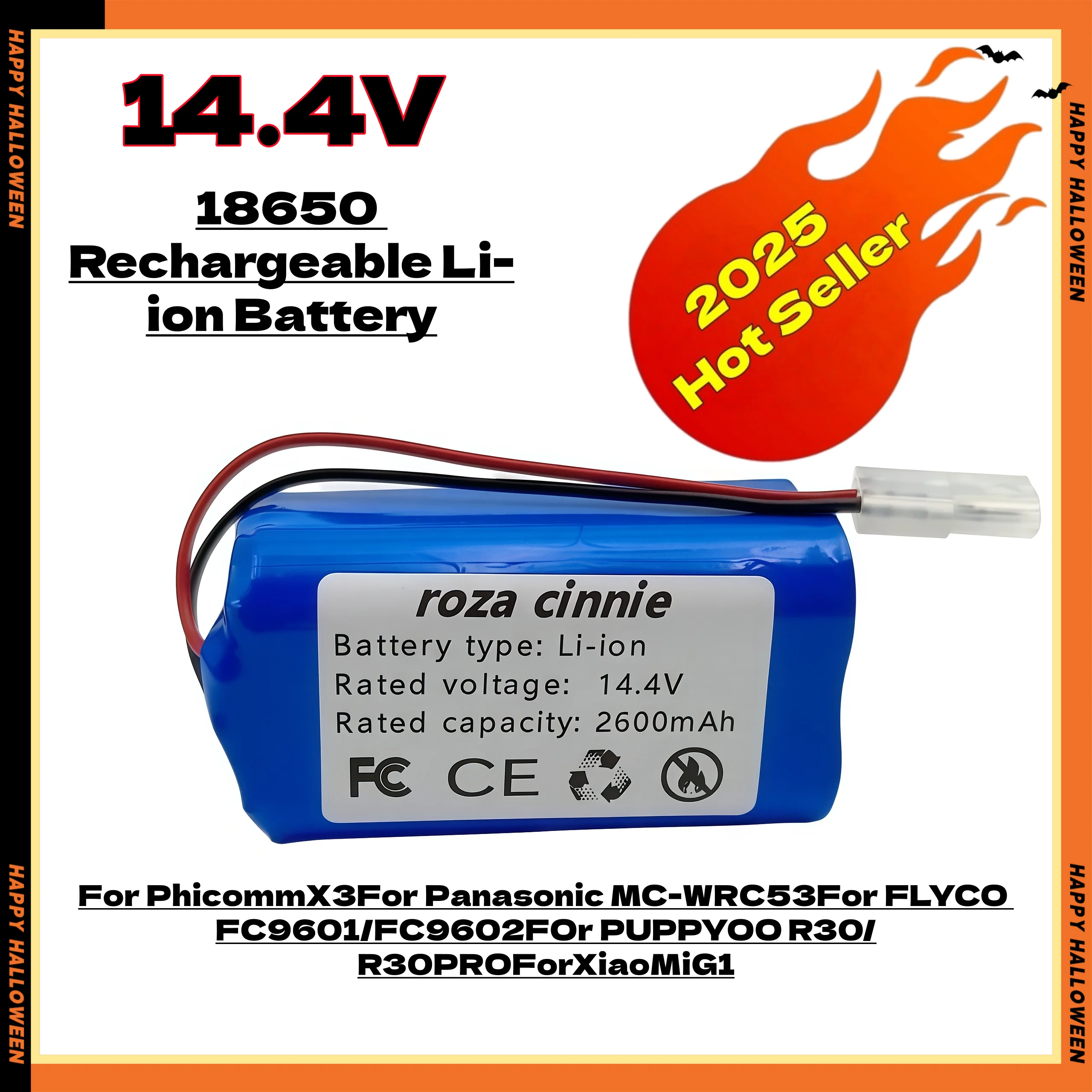 14.4V 6800mAh Lithium-ion Battery, Suitable for Xiaomi Mi Home Robot Vacuum Cleaner and Mop G1 MJSTG1 SKV4136GL H18650CH R30 R35